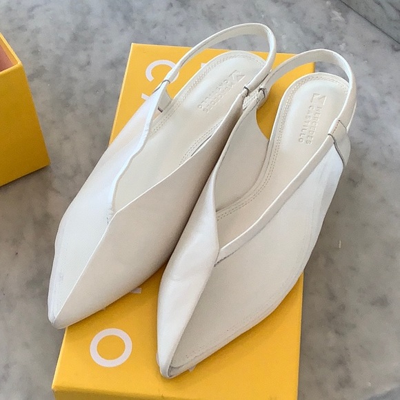 Mercedes Castillo white leather and mesh slingback flats.size 8.never worn $225 - Picture 2 of 9